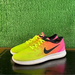 Nike Free Run Olympic Volt Green Pink Orange Multi 844630-999 Women’s Size 10